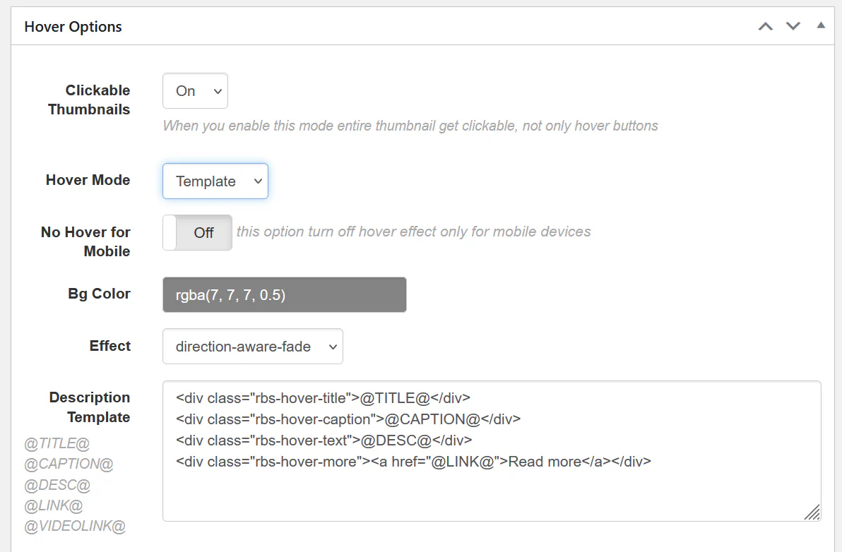 Hover Template editor